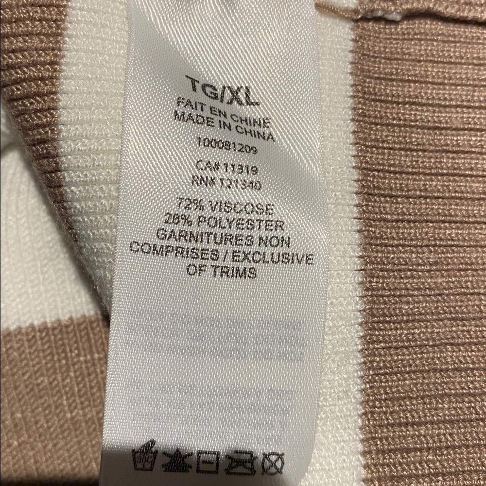 Dynamite Tan Ivory Striped Crewneck Tank Top Size Xl Knit Stretch Cropped - Picture 15 of 16